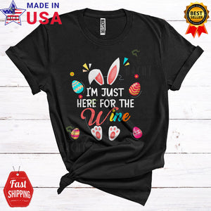 MacnyStore - I'm Just Here For The Wine Cool Funny Easter Day Egg Hunt Bunny Lover Matching Drinking Drunk T-Shirt
