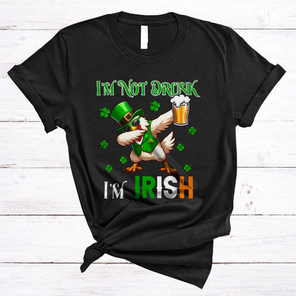 MacnyStore - I'm Not Drunk I'm Irish, Joyful St. Patrick's Day Chicken Leprechaun, Beer Drinking Drunk Group T-Shirt