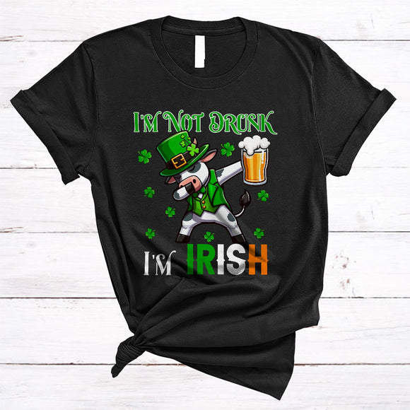 MacnyStore - I'm Not Drunk I'm Irish, Joyful St. Patrick's Day Cow Leprechaun, Beer Drinking Drunk Group T-Shirt