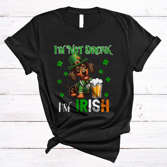 MacnyStore - I'm Not Drunk I'm Irish, Joyful St. Patrick's Day Dachshund Leprechaun, Beer Drinking Group T-Shirt