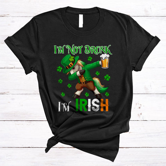 MacnyStore - I'm Not Drunk I'm Irish, Joyful St. Patrick's Day Horse Leprechaun, Beer Drinking Drunk Group T-Shirt