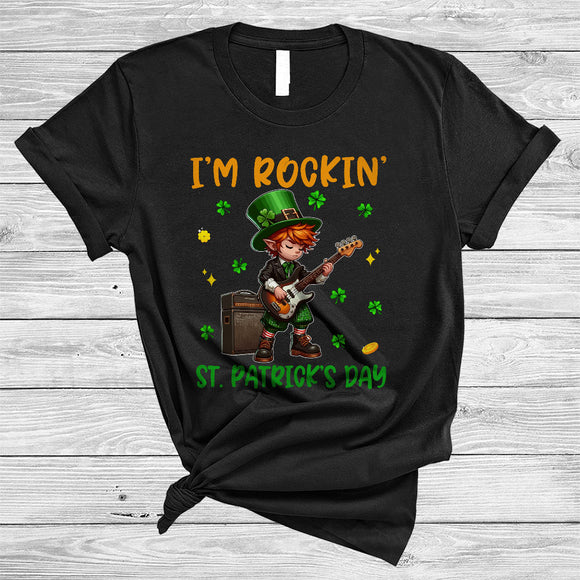 MacnyStore - I'm Rockin' St. Patrick's Day, Awesome St. Patrick's Day Boy Playing Guitar, Shamrock Guitarist T-Shirt