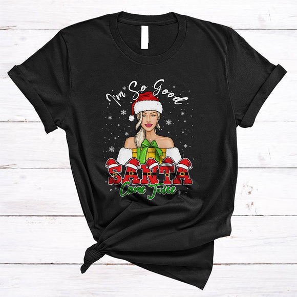 MacnyStore - I'm So Good Santa Came Twice, Sarcastic Christmas Snow Santa, Girls Women Matching Group T-Shirt