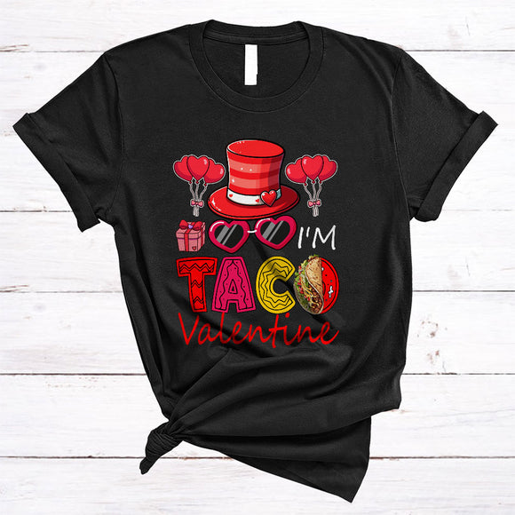 MacnyStore - I'm Taco Valentine, Amazing Valentine's Day Taco Lover, Hearts Sunglasses Matching Couple T-Shirt