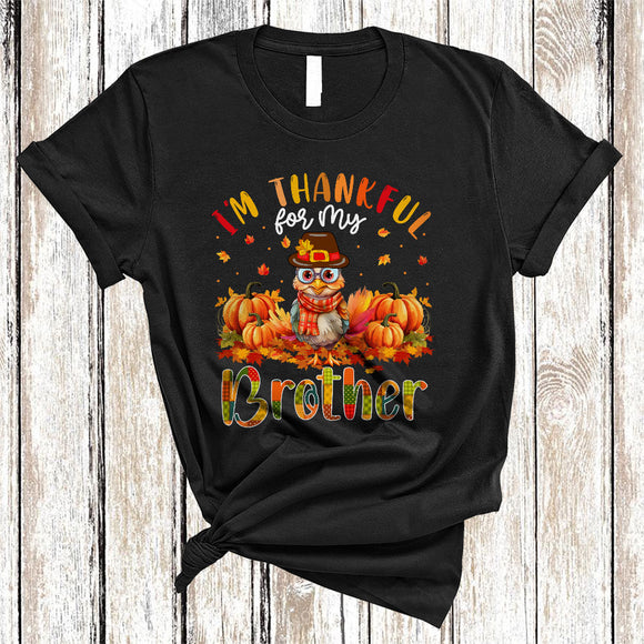 MacnyStore - I'm Thankful For My Brother, Adorable Thanksgiving Turkey Pumpkin, Fall Family Group T-Shirt