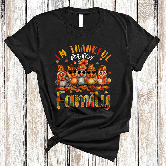 MacnyStore - I'm Thankful For My Family, Adorable Thanksgiving Turkey Pumpkin, Fall Family Group T-Shirt