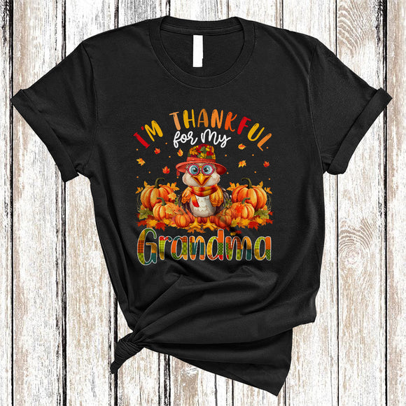 MacnyStore - I'm Thankful For My Grandma, Adorable Thanksgiving Turkey Pumpkin, Fall Family Group T-Shirt