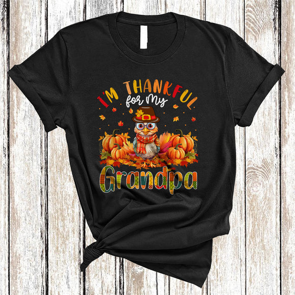 MacnyStore - I'm Thankful For My Grandpa, Adorable Thanksgiving Turkey Pumpkin, Fall Family Group T-Shirt