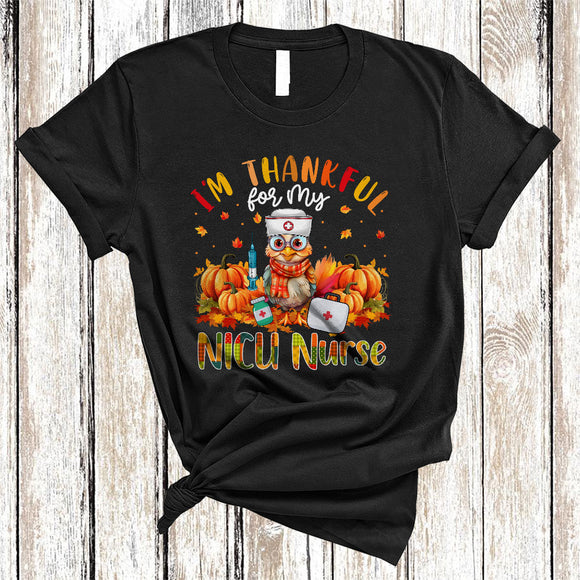 MacnyStore - I'm Thankful For My NICU Nurse, Adorable Thanksgiving Turkey Pumpkin, Fall Family Group T-Shirt