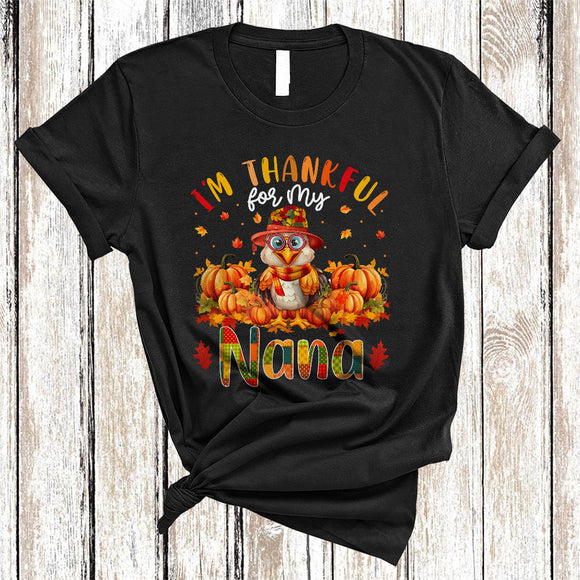 MacnyStore - I'm Thankful For My Nana, Adorable Thanksgiving Turkey Pumpkin, Fall Family Group T-Shirt