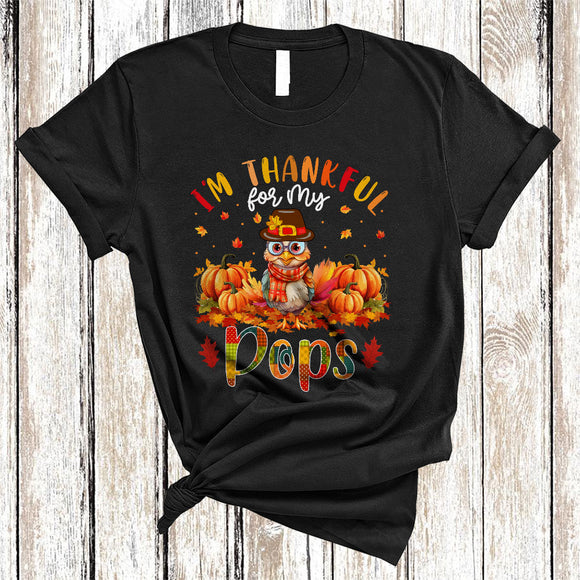 MacnyStore - I'm Thankful For My Pops, Adorable Thanksgiving Turkey Pumpkin, Fall Family Group T-Shirt