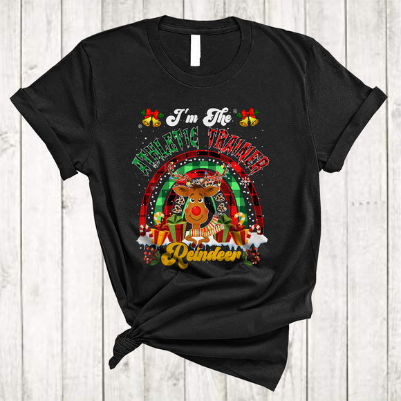 MacnyStore - I'm The Athletic Trainer Reindeer Cute Merry Christmas Reindeer Xmas Snow Plaid Rainbow T-Shirt