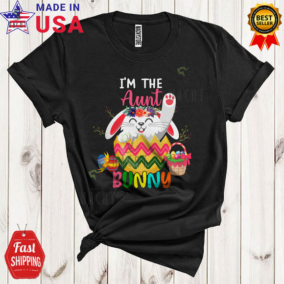 MacnyStore - I'm The Aunt Bunny Cute Happy Easter Flowers Floral Flower Bunny In Egg Matching Family Group T-Shirt