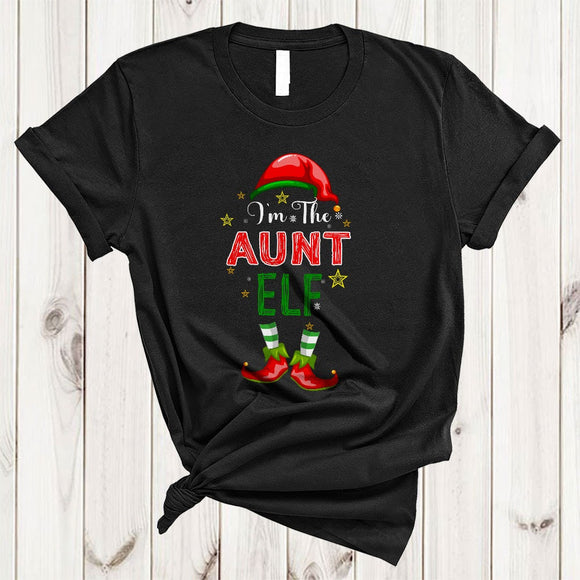 MacnyStore - I'm The Aunt ELF, Lovely Merry Christmas ELF Shoes Hat, Matching Family X-mas Group T-Shirt