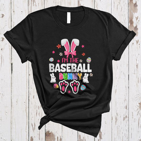 MacnyStore - I'm The Baseball Bunny, Amazing Easter Day Flowers Bunny Lover, Matching Baseball Player Group T-Shirt