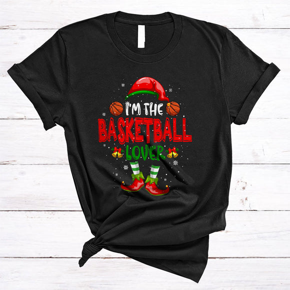 MacnyStore - I'm The Basketball Lover, Joyful Cute Christmas ELF, Matching X-mas Sport Team Family Group T-Shirt