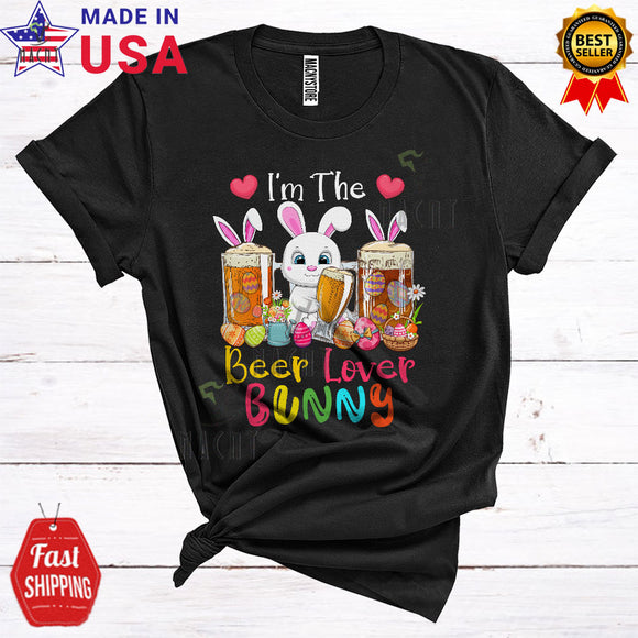 MacnyStore - I'm The Beer Lover Bunny Funny Cool Easter Day Three Bunny Drinking Beer Drunk Lover T-Shirt