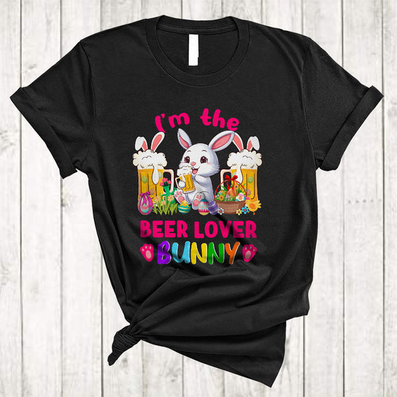 MacnyStore - I'm The Beer Lover Bunny, Amazing Easter Day Bunny Drinking Beer, Drunker Egg Hunting Group T-Shirt