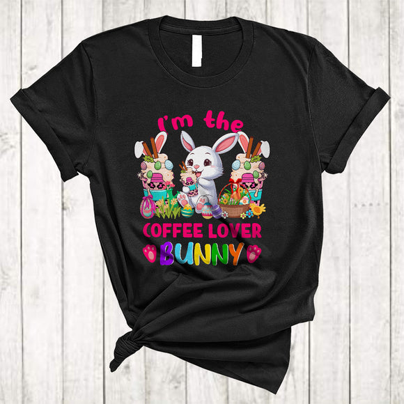 MacnyStore - I'm The Coffee Lover Bunny, Amazing Easter Day Bunny Drinking Coffee, Egg Hunting Group T-Shirt