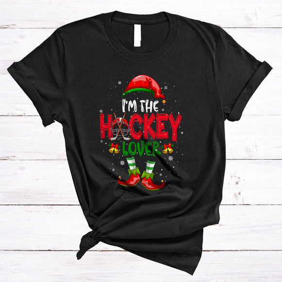 MacnyStore - I'm The Hockey Lover, Joyful Cute Christmas ELF, Matching X-mas Sport Team Family Group T-Shirt