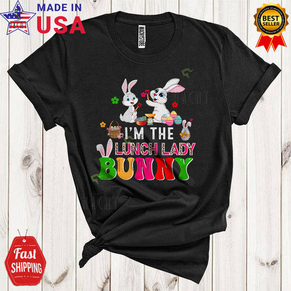 MacnyStore - I'm The Lunch Lady Bunny Cute Happy Easter Leopard Bunny Egg Hunt Squad Lover T-Shirt