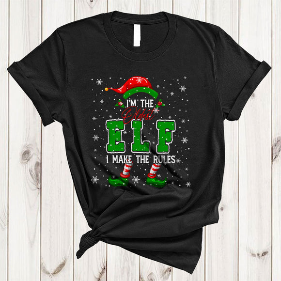 MacnyStore - I'm The Oldest ELF I Make The Rules, Joyful Christmas ELF Snow, X-mas Family Group T-Shirt