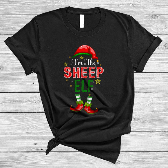MacnyStore - I'm The Sheep Elf, Humorous Christmas ELF Shoes Hat, Matching X-mas Snow Animal Lover T-Shirt
