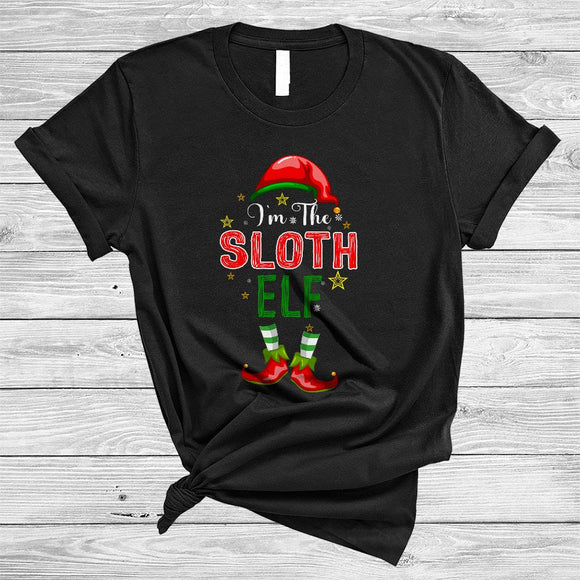 MacnyStore - I'm The Sloth Elf, Humorous Christmas ELF Shoes Hat, Matching X-mas Snow Animal Lover T-Shirt