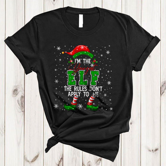 MacnyStore - I'm The Youngest ELF The Rules Don't Apply To Me, Joyful Christmas ELF Snow, Family Group T-Shirt