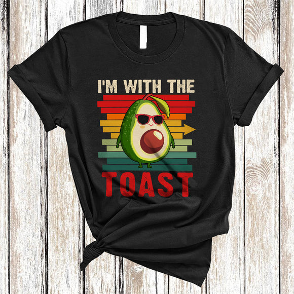 MacnyStore - I'm With The Toast, Funny Vintage Retro Avocado Toast Bread, Matching Couple Lover T-Shirt