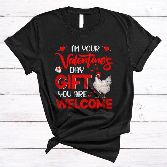 MacnyStore - I'm Your Valentine's Day, Humorous Valentine Chicken, Hearts Matching Couple Animal Farmer T-Shirt