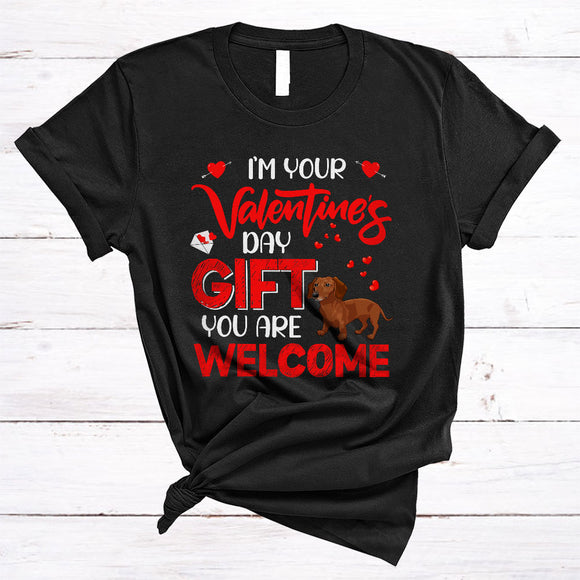 MacnyStore - I'm Your Valentine's Day, Humorous Valentine Dachshund Lover, Hearts Couple Animal Lover T-Shirt