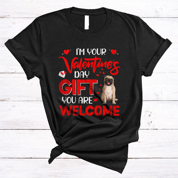 MacnyStore - I'm Your Valentine's Day, Humorous Valentine Pug Lover, Hearts Matching Couple Animal Lover T-Shirt