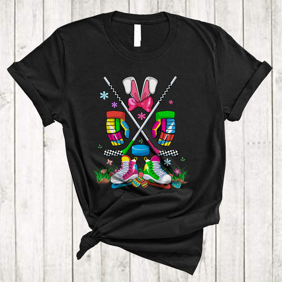 MacnyStore - Ice Hockey Easter Bunny, Lovely Easter Day Flowers Ice Hockey Player Lover, Matching Sport Team T-Shirt