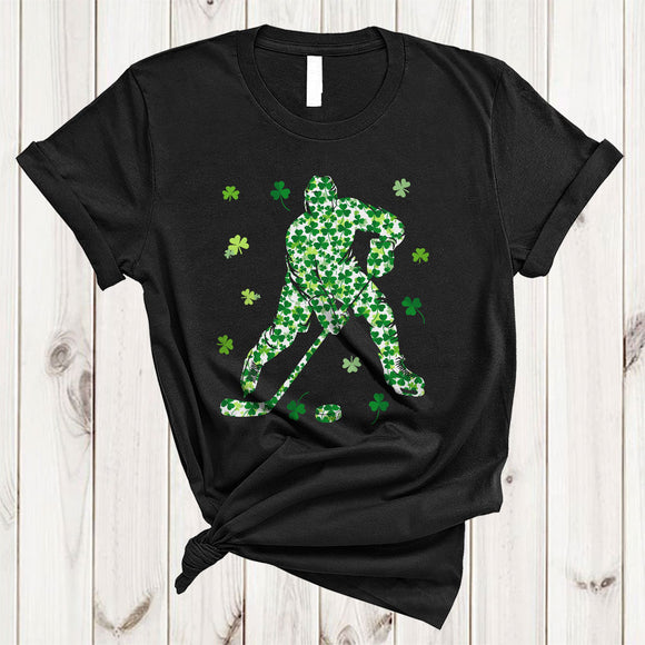 MacnyStore - Ice Hockey Player Shamrock Shape, Amazing St. Patrick's Day Ice Hockey Player Lover, Sport Team T-Shirt