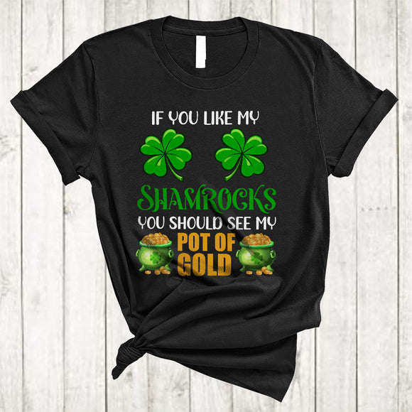 MacnyStore - If You Like My Shamrocks See My Pot Of Gold, Sarcastic St. Patrick's Day Boobs, Women Family T-Shirt