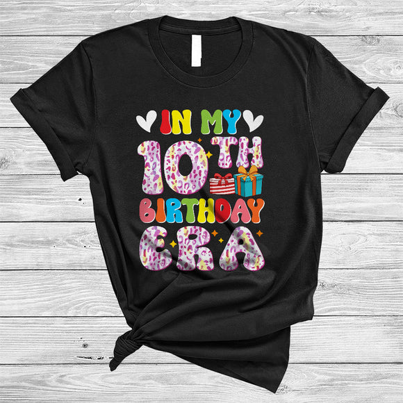 MacnyStore - In My 10th Birthday Era, Lovely Birthday Leopard 10 Year Old, Matching Girls Women Family Group T-Shirt