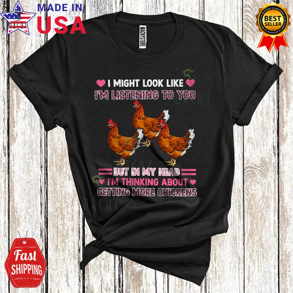 MacnyStore - In My Head I'm Thinking About Getting More Chickens Funny Cute Leopard Plaid Animal Farmer Lover T-Shirt