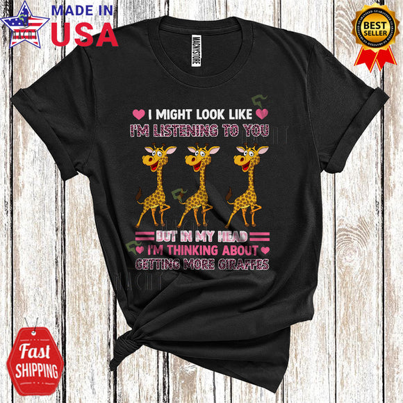 MacnyStore - In My Head I'm Thinking About Getting More Giraffes Funny Cute Leopard Plaid Animal Lover T-Shirt