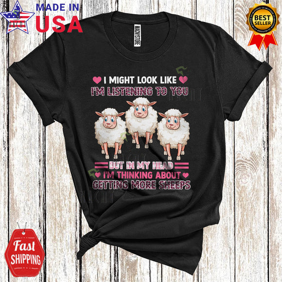 MacnyStore - In My Head I'm Thinking About Getting More Sheeps Funny Cute Leopard Plaid Animal Farmer Lover T-Shirt