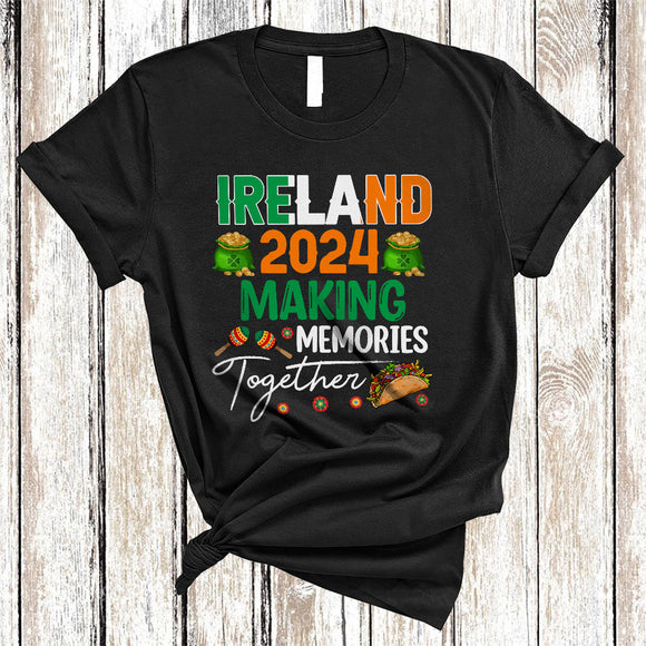 MacnyStore - Ireland 2024 Making Memories Together, Awesome Proud Ireland Flag, Patriotic Friends Family Group T-Shirt
