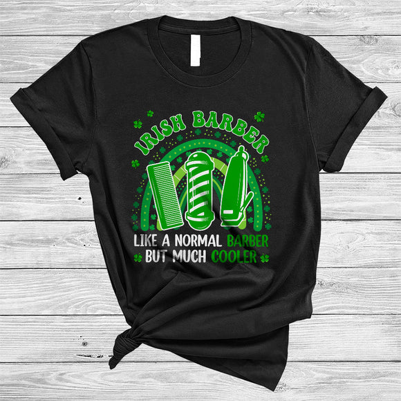 MacnyStore - Irish Barber Definition Much Cooler, Awesome St. Patrick's Day Barber Tools, Rainbow Shamrock T-Shirt