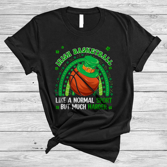 MacnyStore - Irish Basketball Definition Much Cooler, Awesome St. Patrick's Day Basketball Player, Rainbow Shamrock T-Shirt