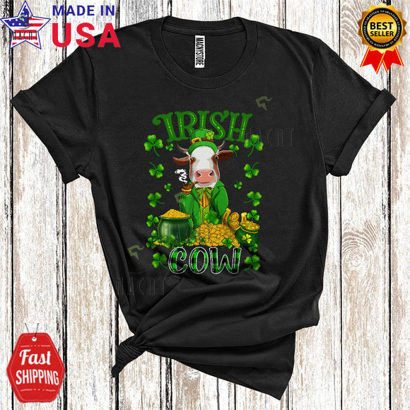 MacnyStore - Irish Cow Funny Cute St. Patrick's Day Plaid Shamrock Leprechaun Cow Farm Animal Farmer Lover T-Shirt
