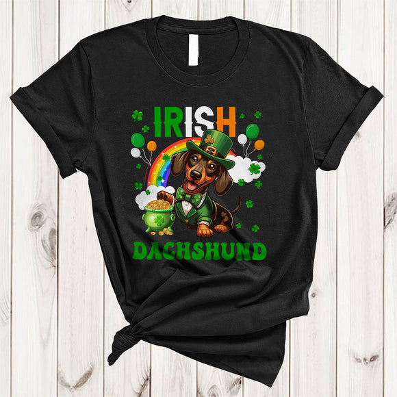 MacnyStore - Irish Dachshund, Adorable St. Patrick's Day Rainbow Dachshund Lover, Lucky Irish Group Shamrock T-Shirt