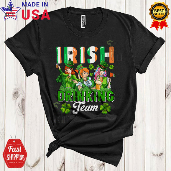 MacnyStore - Irish Drinking Team Funny Happy St. Patrick's Day Shamrocks Irish Leprechaun Women Beer Drinking Drunk T-Shirt