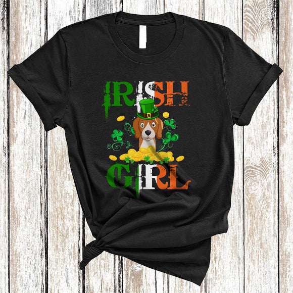 MacnyStore - Irish Girl, Wonderful St. Patrick's Day Beagle Lover, Matching Women Irish Flag Shamrock T-Shirt