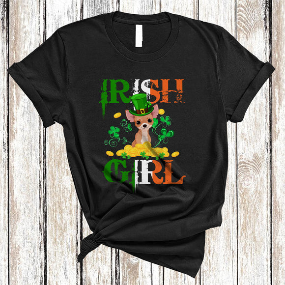 MacnyStore - Irish Girl, Wonderful St. Patrick's Day Chihuahua Lover, Matching Women Irish Flag Shamrock T-Shirt