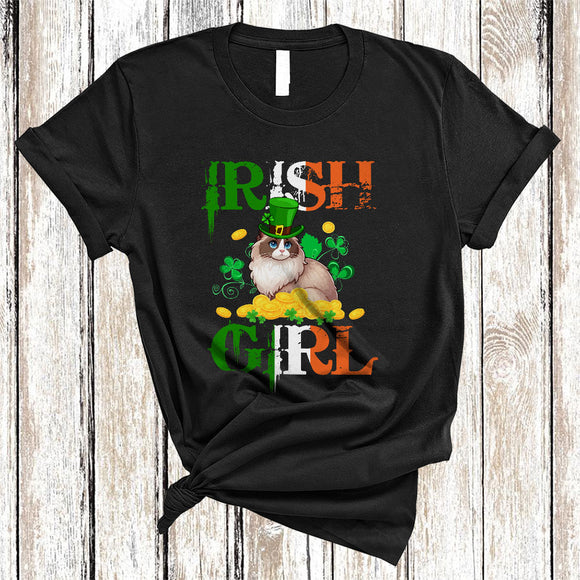 MacnyStore - Irish Girl, Wonderful St. Patrick's Day Ragdoll Lover, Matching Women Irish Flag Shamrock T-Shirt