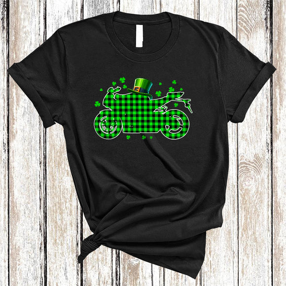 MacnyStore - Irish Green Plaid Motorbike, Wonderful St. Patrick's Day Motorbike Biker, Shamrock Family Group T-Shirt